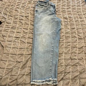 Garage Ankle Straight Fringe Jeans